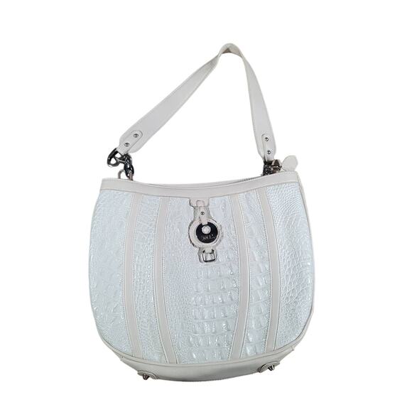 M.C. Marc Chantel Tan Croc Embossed Shoulder Bag - Picture 1 of 5